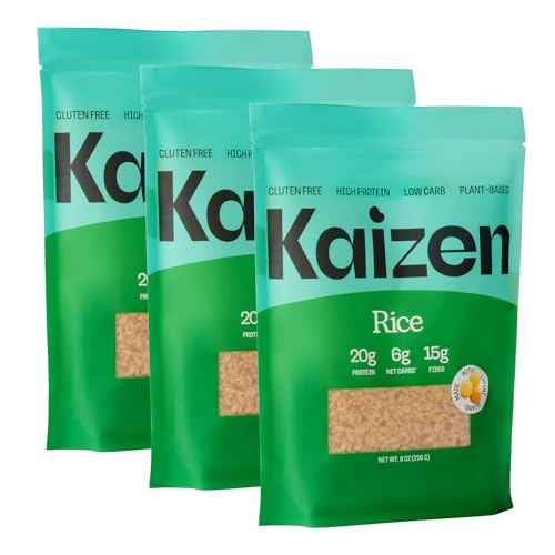 Kaizen Low Carb Keto Rice - Gluten-Free, High Protein (20g), Keto Friendly, Plant Based, Made with High Fiber Lupin Flour - 8 ounces (Pack of 3)