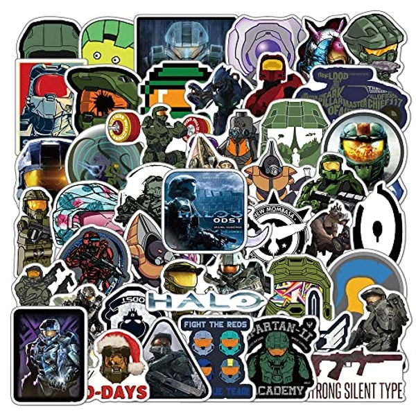 NC 50Pcs Halo The Master Chief Collection Stickers Pack | Vinyl Waterproof Game for Water Bottle,Luggage,Skateboard,Laptop,Phone,Computer, Car Decal Adults Teens Kids (Halo), 2-4inch