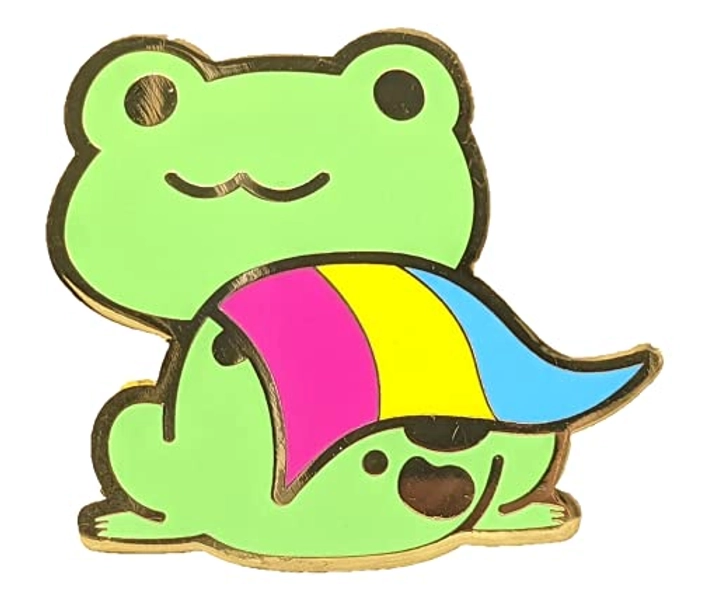Pansexual Pride Frog Pin in Pan LGBT+ Flag Colors | Chibi Superhero Enamel Gay Frog Pin