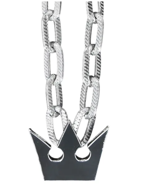 DAZCOS Sora Necklace with Thick Chain Crown Pendant for Halloween Cosplay Costume - Silver