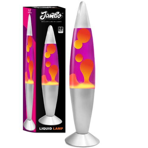 Jambo 16-Inch Liquid Lamp with Yellow/Orange Wax and Purple Liquid I Beautiful Lamp with Wax That Flows Like Lava I Entertaining for Adults and Kids - Purple With Yellow/Orange Wax 16"