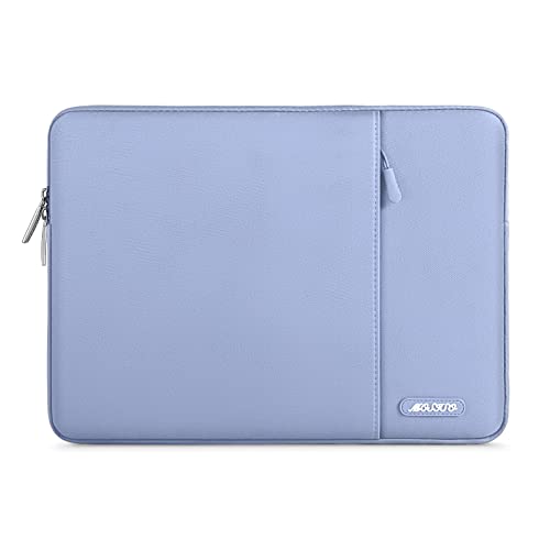 MOSISO Laptop Sleeve Bag Compatible with MacBook Air 15 inch M2 A2941 2023/Pro 15 A1990 A1707, 15 Surface Laptop 5/4/3,Dell XPS 15,HP Stream 14 inch, Polyester Vertical Case with Pocket, Cerulean Blue - 15 inch - Cerulean Blue