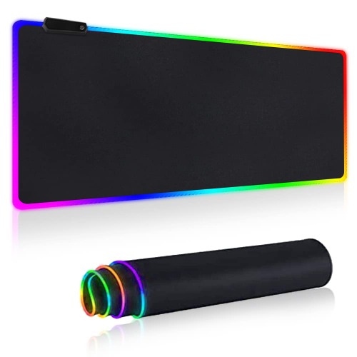 AUSKY RGB Gaming Mouse Pad Extended Mouse Pad 90x40cm RGB Gaming Keyboard Pad Desk Mat Gaming Extra Large Upgrade Thickening 4mm XXL Large MouseMat Non-Slip Rubber for PCGamer, Office