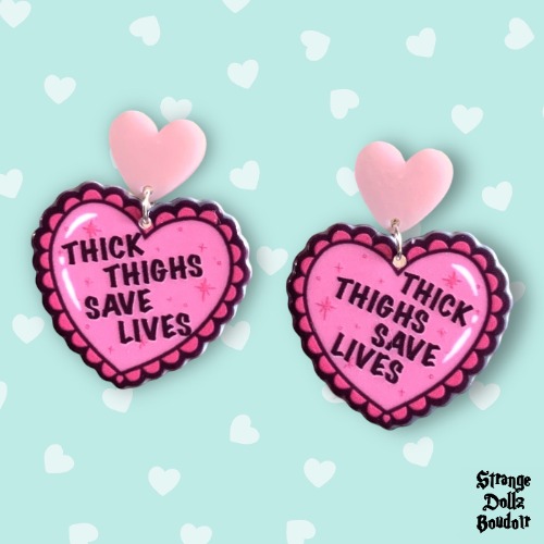 Thick Thighs Save Lives earrings, 925 sterling silver, Body Positivity, Strange Dollz Boudoir