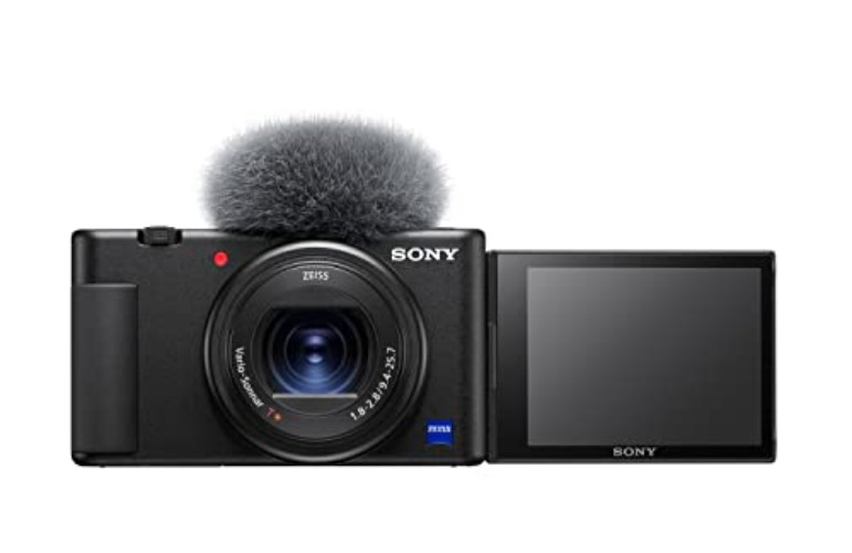 Sony - Cámara vlogging (Eye AF con Seguimiento a Tiempo Real, detección de Fases, prioridad a rostros en Auto Exposición, para Vlogger, Video 4K, Filtro Piel Suave, Micro direccional) Negro - Solo Cuerpo - Con micrófono - Con Estabilizador interno