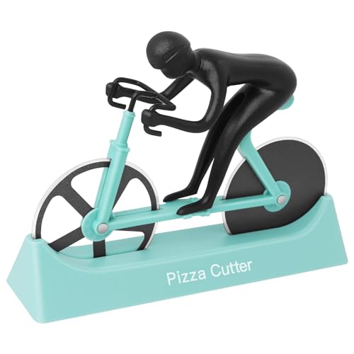 🦇PARA DANNY: KUONIIY Cortadores de pizza, cortador de pizza de bicicleta, cortador de pizza doble de acero inoxidable, cuchillas súper afiladas, cortador con revestimiento antiadherente, azul