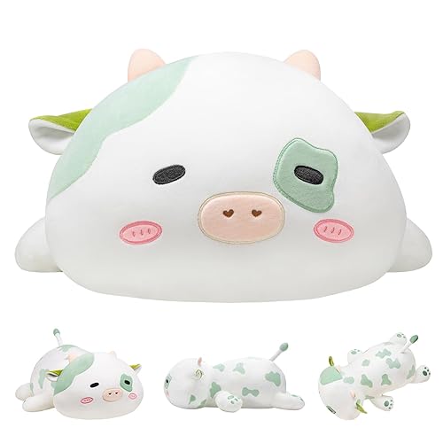 Cute 4LB Weighted Stuffed Spotted Cow Plush, 23 inch Green Cow Weighted Pillow for Adults & Kids - Green