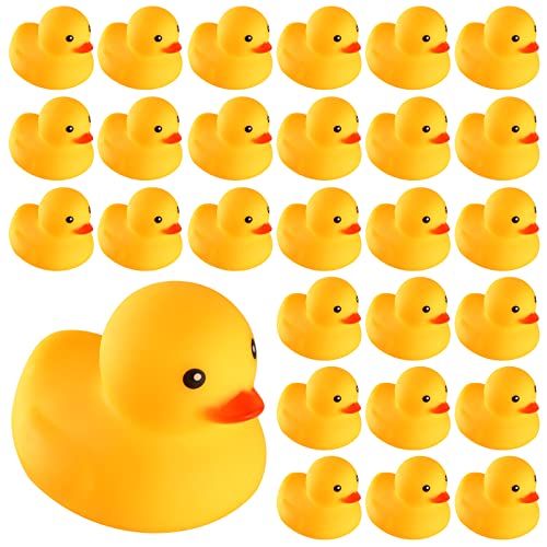 50pcs Rubber Ducky Bath Toy for Boys Girls, Squeak and Float Yellow Ducks in Bulk Jeep Ducks, Mini Ducks Bathtub Beach Pool Toys for Birthday Party, Classroom Prize, Baby Shower - 50P Rubber Duck