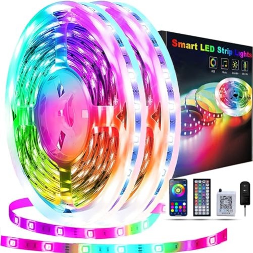 REEMEER Led Lights for Bedroom 100ft（2Rools of 50FT）, Led Lights Color Changing Led Strip Lights with App Control, Led Light Strips for Room, Kitchen, Home Decoration - 100ft