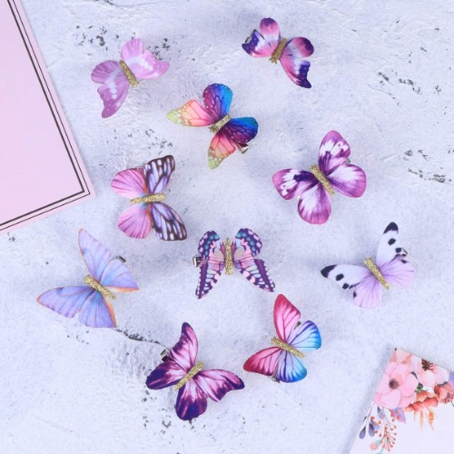 Lurrose Lot de 10 barrettes à cheveux en forme de papillon - Adorables épingles à cheveux - Décoratives - Violettes - Motif aléatoire