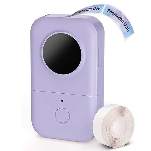 Phomemo D30 Label Makers Machine - Portable Bluetooth Mini Sticker Thermal Label Printer Handheld Rechargeable, Easy to Use for Office Home Organization, Rich Icon Font Multiple Templates - Purple