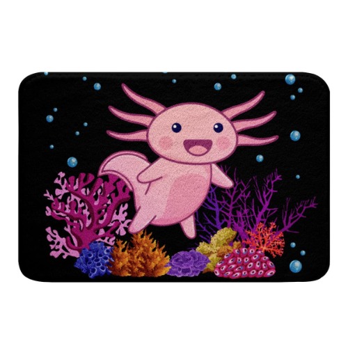 Erosebridal Cute Axolotl Bathroom Rug 16"X24" Coral Reef Underwater World Non Slip Bath Mat for Bathroom Tub Kawaii Axolotl Door Mat for Kids Boys Girls,Ocean Animal Fish Plush Fleece Area Rug