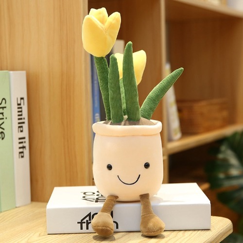 Bubbly Tulip Flower Pot Plush (5 Colors) - 13″ / 35cm / Yellow