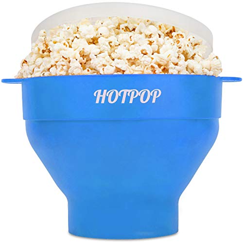 The Original Hotpop Microwave Popcorn Popper, Silicone Popcorn Maker, Collapsible Bowl BPA-Free and Dishwasher Safe- 20 Colors Available (Azure) - Azure