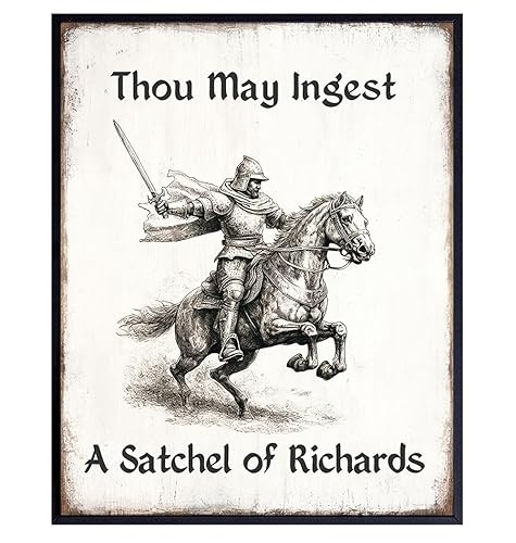 Funny Wall Decor Medieval Art - Sarcastic Funny Gifts - Knight Home Decor - Funny Sayings - Office Wall Picture - Dorm Room Artwork Vintage - Teen Boys Room Print for Men - Man cave Sign - Gag Gifts