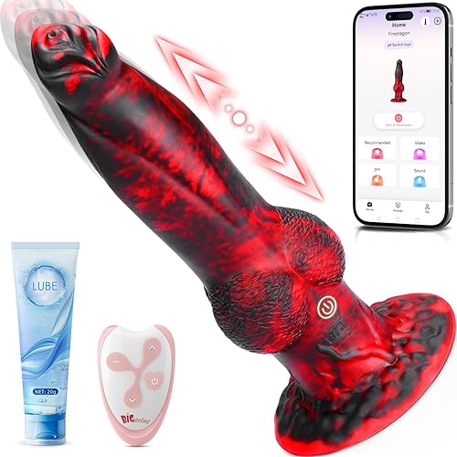Aoonice Thrusting Dildo Womens Sex Toys, Realistic Dildo Vibrator with Remote Control 7 Modes, Suction Cup Big Dragon Dildos Sex Toy for G-spot Anal Hands-Free Play, Adult Couple Male Sex Toys Machine - Black
