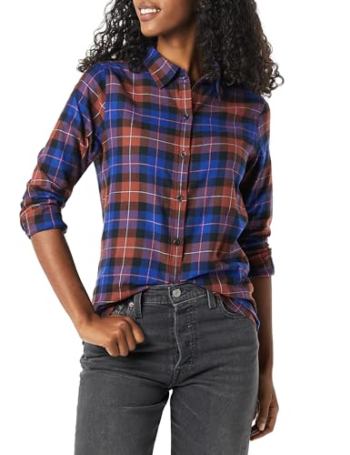 Amazon Essentials Women's Classic-Fit Long-Sleeve Lightweight Plaid Flannel Shirt - L - Multicolour Windowpane
