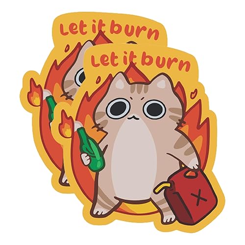 eDesign 2-Pack Let It Burn Arson Cat Funny Cat Stickers Decal Vinyl - 3 Inches - Cat Stickers Funny for Car Truck Van Window Bumper Laptop Tablet Cup Tumbler Water Bottle and Any Smooth Surface