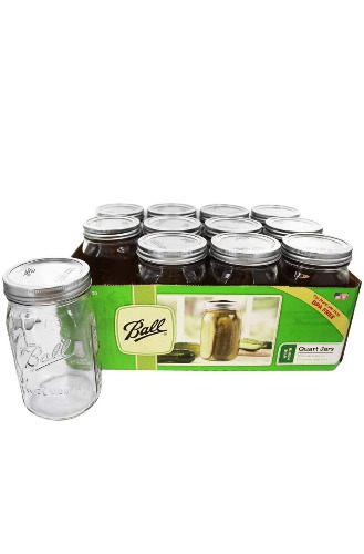 Ball Mason 32 oz Wide Mouth Jars with Lids and Bands, Set of 12 Jars. - 
