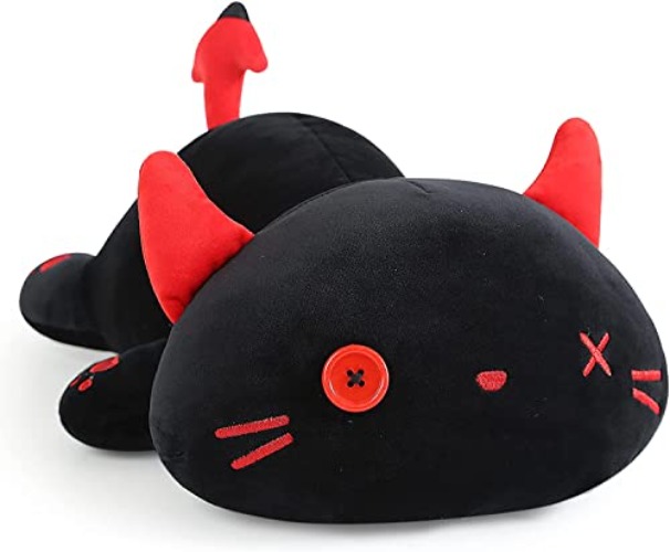 Onsoyours Cute Kitten Plush Toy Stuffed Animal Black Kitty Soft Anime Cat Plush Pillow for Kids (Black B, 20") - Black B - 20''