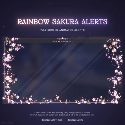 Rainbow Sakura Animated Stream Alerts