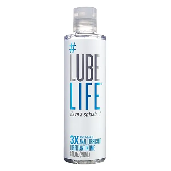 LubeLife 3X Anal Lubricant, Thicker Water-Based lube for Men, Women and Couples, Extra Protection, Non-Sticky, Smooth Glide, 8 Fl Oz - 3X Anal