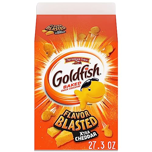 Goldfish Flavor Blasted Xtra Cheddar Cheese Crackers, 27.3 oz Carton - Xtra Cheddar - 27.3 Ounce (Pack of 1)