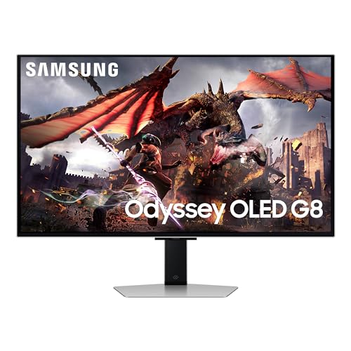 SAMSUNG 32-Inch Odyssey OLED G8 (G80SD) Series 4K UHD Smart Gaming Monitor, 240Hz 0.03ms, Glare-Free Display, Gaming Hub, Adjustable Sleek Metal Design, LS32DG802SNXZA, 2024 - 32-inch OLED G8 - Flat - 4K UHD, 240Hz, .03ms G2G