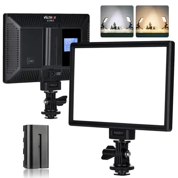 VILTROX L116T Key Light LED Video Light Panel,3300K-5600K Vlog Lighting, for Conference Live Broadcast Studio Photography Recording YouTube,with Battery - 