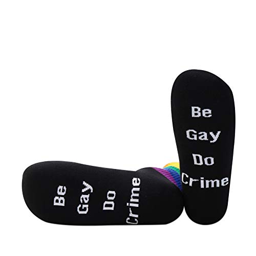 JXGZSO Gay Pride Rainbow Socks LGBTQ Pride Flag Be Gay Do Crime Rainbow Socks Pride Gifts Lesbian Pride - -Be Gay Do Crime 1 pair