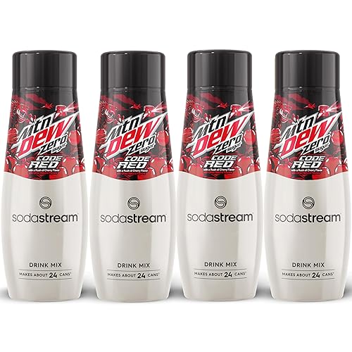 SodaStream MTN Dew Code Red Zero Sugar Drink Mix (440ml, Pack of 4) - Code Red Zero - 288 Fl Oz (Pack of 4)