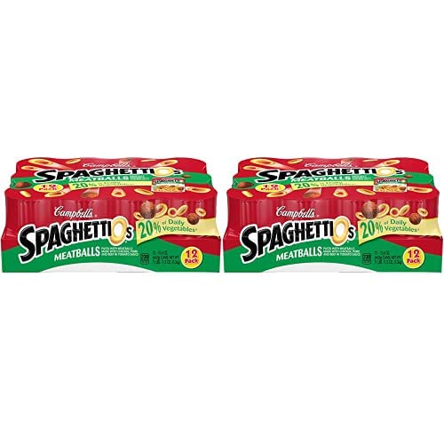 SpaghettiOs Campbell's Canned Pasta with Meatballs, 15.6 Ounce. Can, Pack of 24 - 15.6 Ounce (Pack of 24)