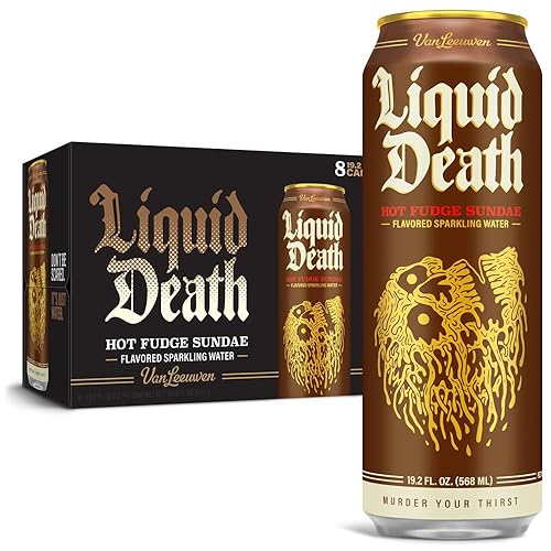 Liquid Death x Van Leeuwen Hot Fudge Sundae Sparkling Water, 8-Pack (King Size 19.2oz Cans), Ice Cream Flavored Sparkling Beverage Sweetened With Real Agave, Low Calorie & Low Sugar - Hot Fudge Sundae - Sparkling - 19.2 Fl Oz (Pack of 8)
