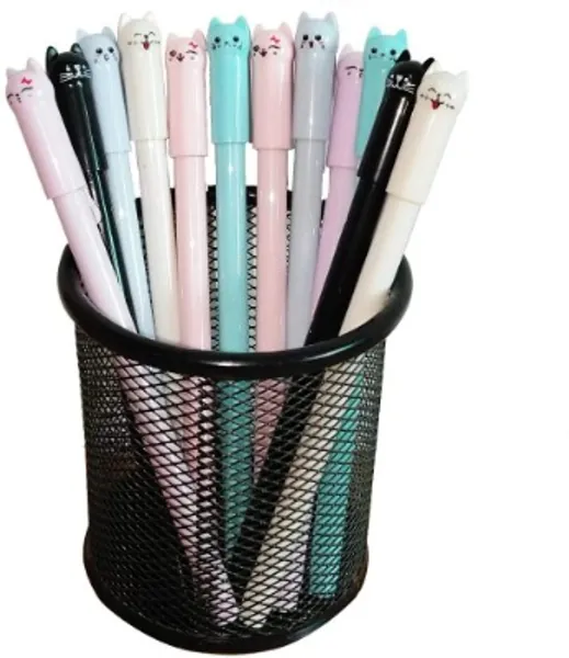 Sencoo Girl Cute Pens Kawaii Pen Cute Cat Pen 0.5 mm Gel Pens Black Ball Point Pens for School Office Supplies (12 cat)