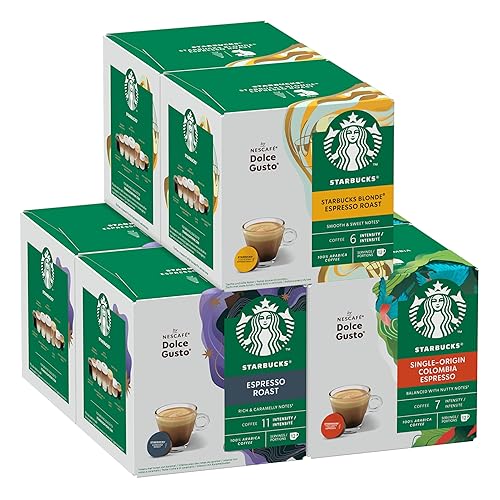 STARBUCKS Pack Variété Nescafé Dolce Gusto Capsules De Café 6 X 12 (72 Capsules) - Variété Black Cup