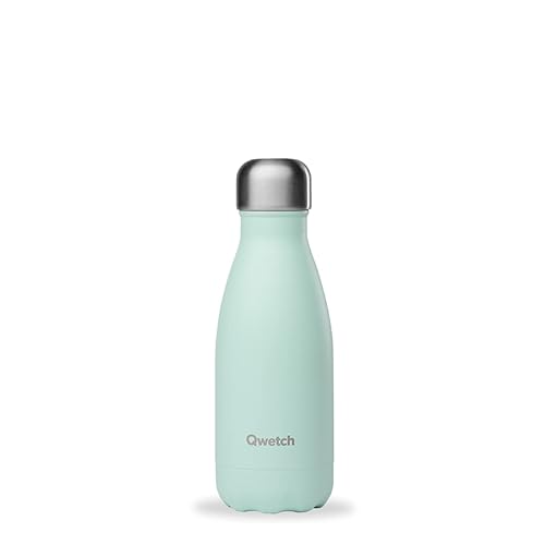 Qwetch - Bouteille Isotherme Originals Vert Pastel 260ml - 24h Froid et 12h Chaud - Etanche, Sans BPA & Réutilisable - Gourde inox isotherme pour Sport, Voyage, Bureau, Randonnée - 260 ml - Vert Pastel