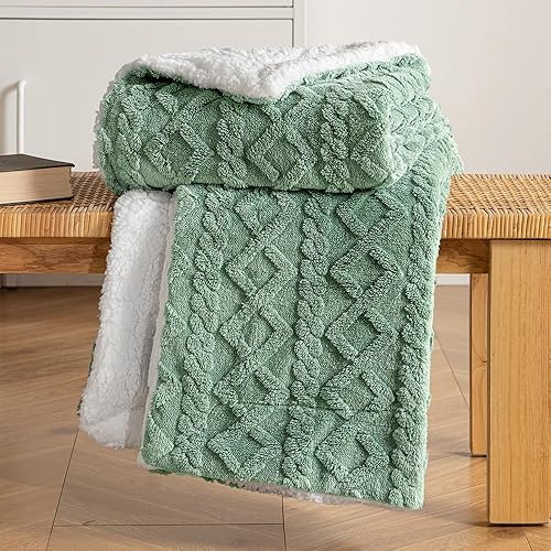 MIULEE Noël Couverture 150x200cm Plaid Polaire Sherpa en Laine Pelucheuse et Douce à Poils Chauffant pour Aider à Mieux Dormir pour Lit Vert Clair - 150x200 cm - Vert Clair