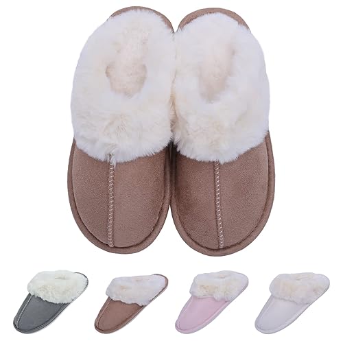 EDOTON Chaussons Femme Hiver Pantoufles pour Femmes Chaussures en Peluche Unisexe Pantoufles Chaudes avec Semelle en TPR Antidérapante Chaussures pour l'intérieur et l'extérieur