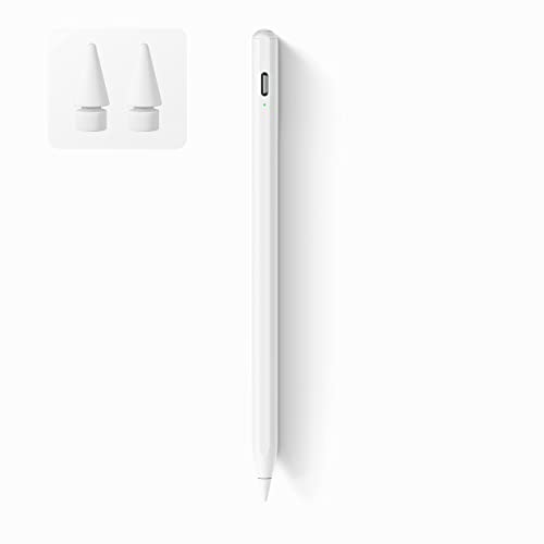 iPad Pen, Palm Rejection &Tilt G-senors Bluetooth Active Stylus Pencil for Apple iPad 2018-2023, Tablet Pen for iPad 6/7/8/9/10th Generation, iPad Pro 11/12.9 inch, Air 3/4/5, Mini 5/6 - White