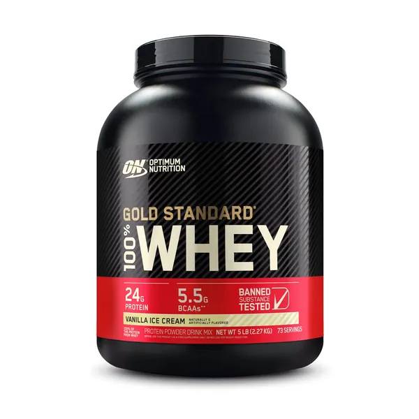 Optimum Nutrition Gold Standard 100% Whey Protein Powder, Vanilla Ice Cream, 5 Pound (Packaging May Vary) - Vanilla Ice Cream 5 Pound (Pack of 1)