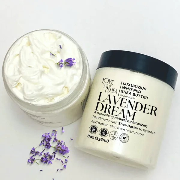 Lavender Dream Body Butter Non Greasy Moisturizer with Shea Butter & Mango Butter Lavender Bergmot and Ylang Ylang for soothing aromatherapy