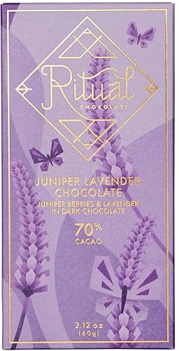 Ritual Dark Chocolate Bar, Juniper Lavender Chocolate 70% Cacao, Notes of Lavendar, Juniper, Pine, Citrus & Floral, 2.12 oz - Juniper Lavender, 70%