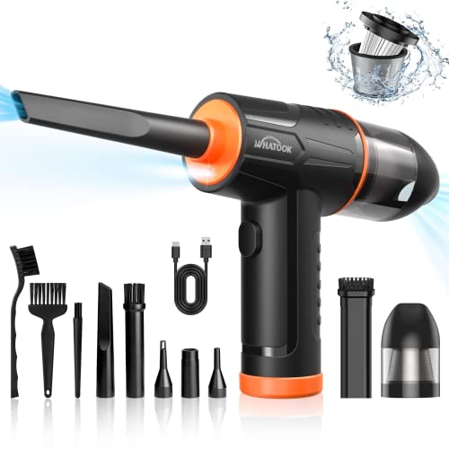 2-in-1 Computer Vacuum Cleaner，Compressed Air Duster Blower，100000 RPM & 10 Kpa Cordless Car Hoover, Portable Handheld Keyboard Cleaner Kit for PC Computer Desk Dust Cleaning - Air Duster & Vacuum