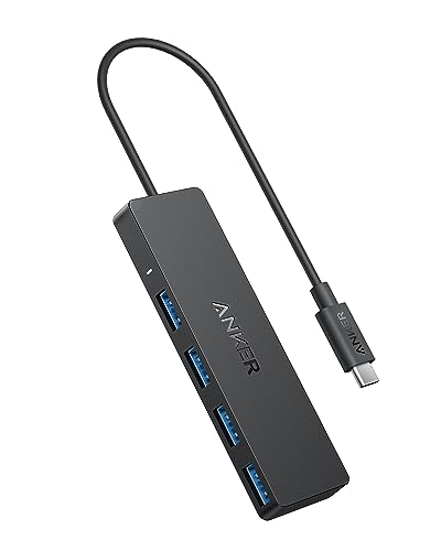 Anker 4-Port USB 3.0 Data Hub, Ultra-Slim 5Gbps USB-C OTG Hub with 20 cm Extended Cable, For MacBook, Mac Pro, Mac mini, iMac, Surface Pro, XPS, PC, Flash Drive, Mobile HDD (Charging Not Supported) - 20cm