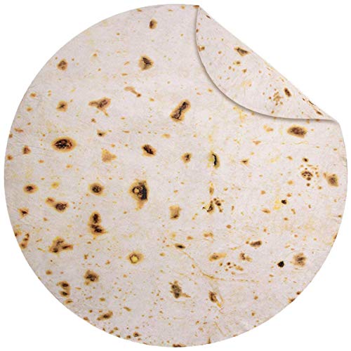 Jorbest Burritos Tortilla Wrap Blanket for Adults and Kids, Double Sided Funny Food Throw Blanket for Everyone, Novelty Gifts for Teens, 285 GSM Soft Flannel Taco Blanket, 80 inches Yellow - Yellow - Diameter 80 inches