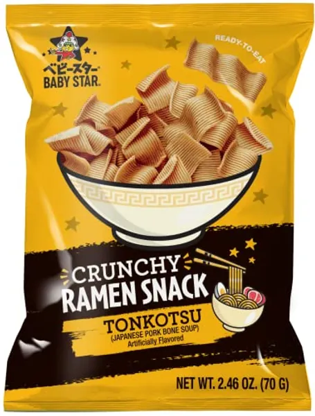 Baby Star Crunchy Ramen Snack Wide - Tonkotsu 2.46oz (6 Pack) - Tonkotsu - 2.46 Ounce (Pack of 6)
