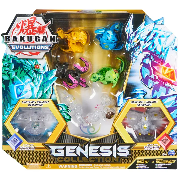 Bakugan Evolutions, Bakugan Genesis Collection Pack, 2 Light Up Bakugan Action Figures, 4 Exclusive Bakugan, 2 Nanogan, 8 Bakugan Cards and 4 BakuCores, Kids Toys for Boys Ages 6 and Up - New F22: Genesis Collection Pack