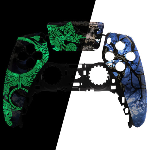 eXtremeRate Glow in Dark - The Awakening of The Earth Lord Touchpad Front Housing Shell Compatible with ps5 Controller, DIY Replacement Shell Touch Pad Cover Faceplate Compatible with ps5 Controller