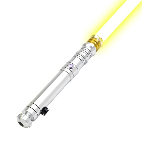 7Kwars Dueling Light Saber, Smooth Swing Light Saber,16 Set Sound Effects with 12 Colors Change Premium Metal Hilt Light Saber for Adults and Kids Gift - Silver - RGBS16