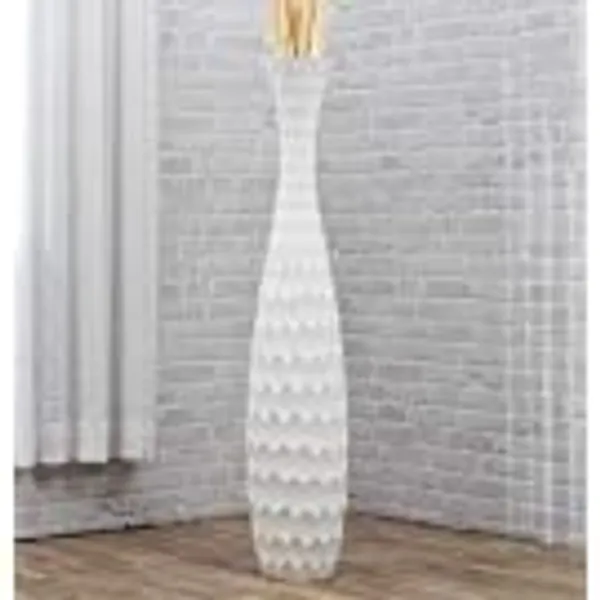 Leewadee Large Floor Vase – Handmade Flower Holder Made of Wood, Sophisticated Vessel for Decorative Branches and Dried Flowers, 43 inches, White